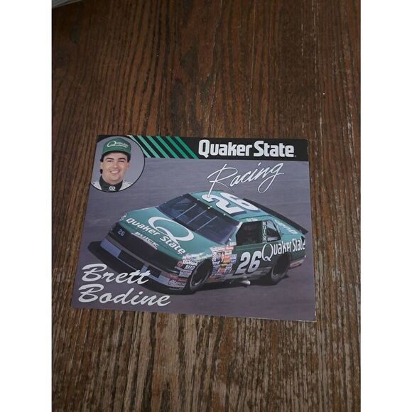 VTG 1990 Brett Bodine Quaker State Racing Driver Card NASCAR King Racing Buick - Picture 1 of 3